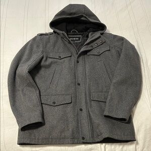 GUESS Gray Hooded Coat